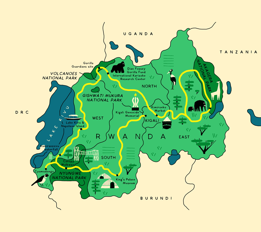 Rwanda National Parks Map